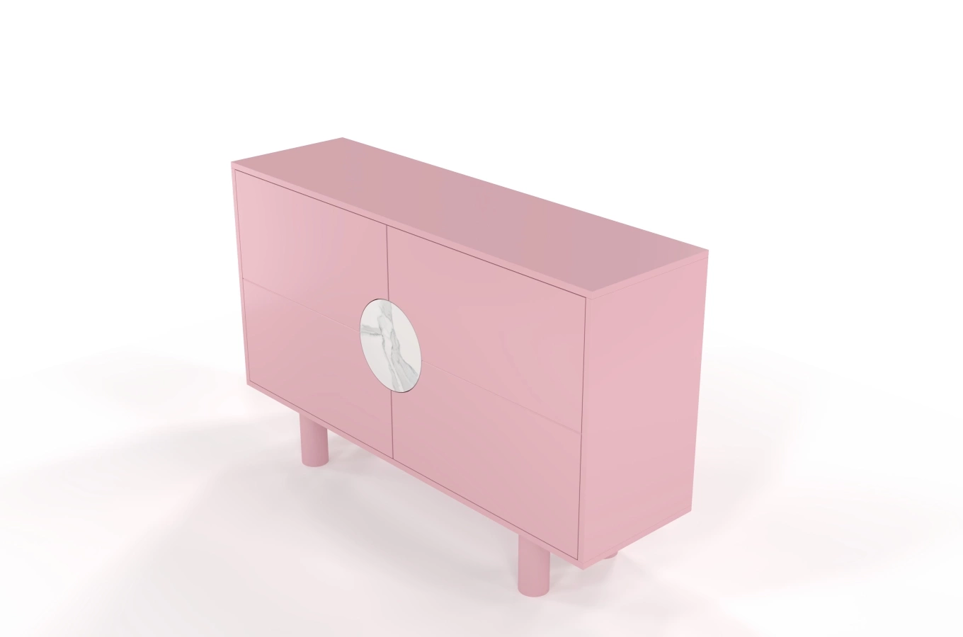 Nowoczesna komoda z marmurem Dancan ZOE 2D / kolor pudrowy róż / szer. 140 cm