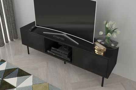 Czarna nowoczesna komoda RTV Dancan MIRKA / szer. 130 cm