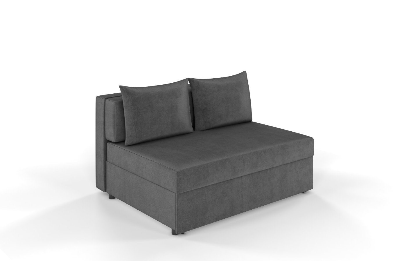 Ciemno-szara rozkładana sofa Dancan OLGA z funkcją spania i pojemnikiem na pościel / szerokość 136 cm
