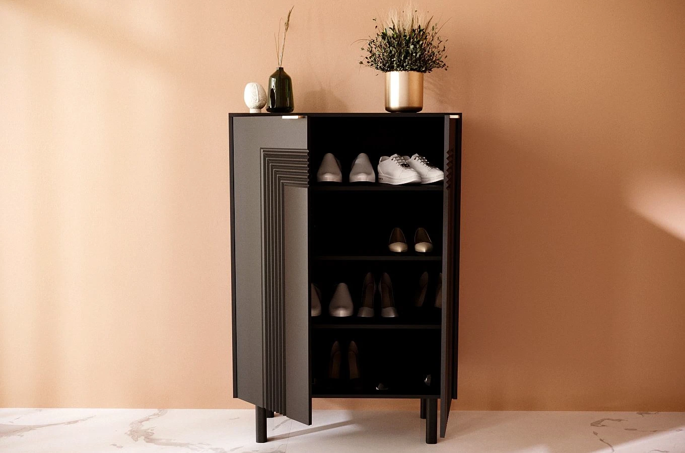 Czarna komoda / szafka na buty Dancan YOKO / szer. 80 cm